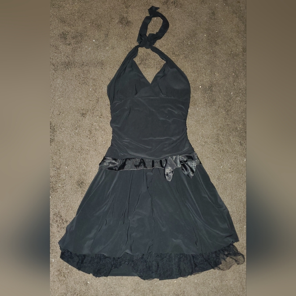 Elegant Black Halter Dress
